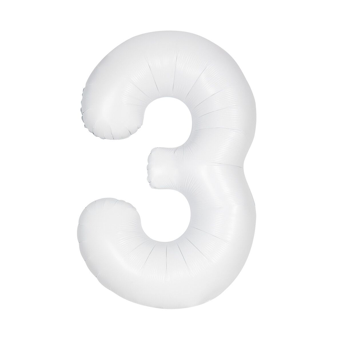 Matte Bright White Number 3 Foil Balloon 86cm