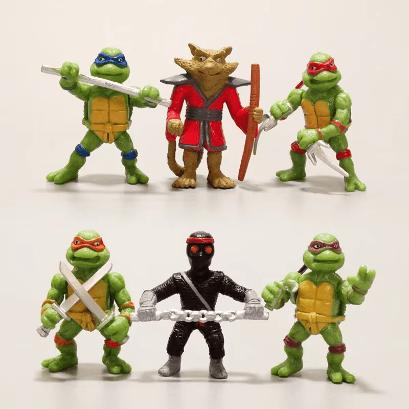 Package contains 6 Made from plastic Measures up to 6cm Teenage Mutant Ninja Turtles Figurines